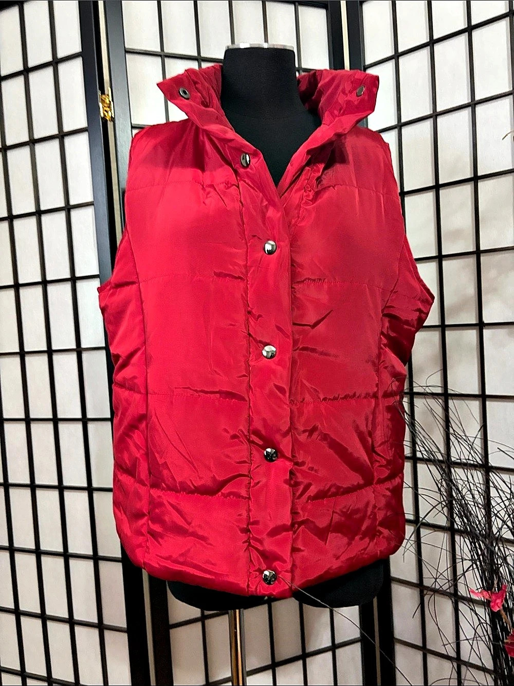 Women's Red Puffer Vest